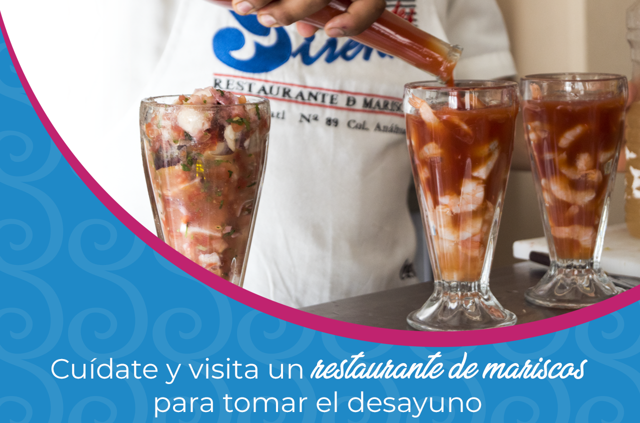Cuídate y visita un restaurante de mariscos para tomar el desayuno